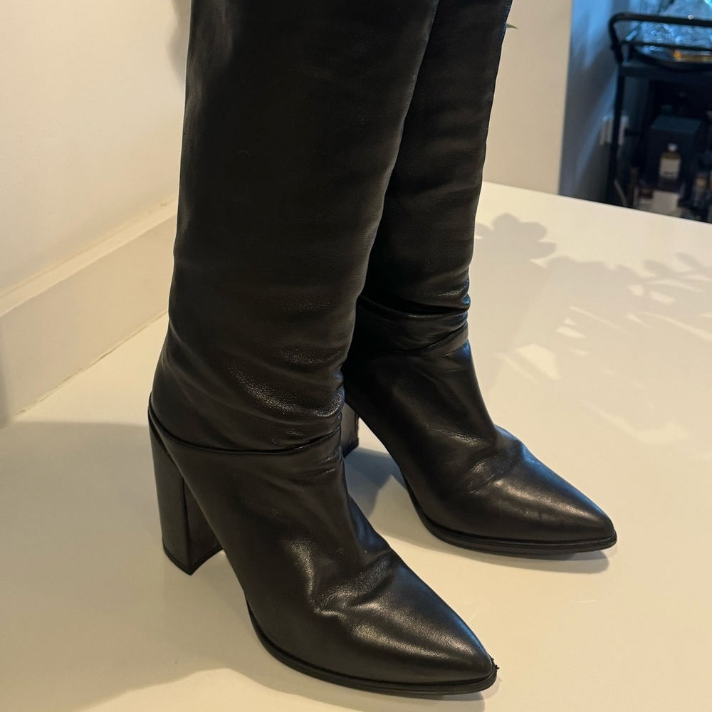 Stuart Weitzman Black Heeled Boots - Picture 2 of 5